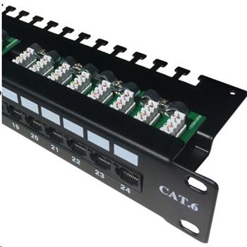 DATACOM Patch panel 19" UTP 24 port CAT6 LSA 1U BK (3x8p)hor.zářez / VL