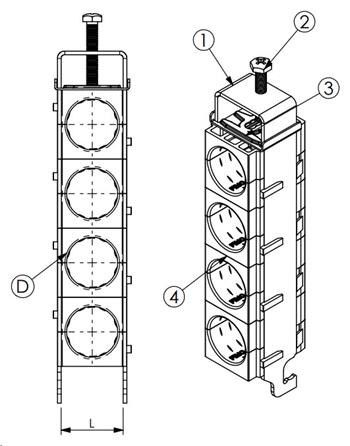 Kabelová příchytka čtyřnásobná FIMO sRF E 4x LCF 14 (4x10-11mm)