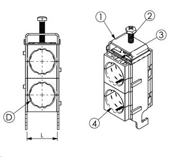 Kabelová příchytka dvojitá FIMO sRF E 2x LCF 14 (2x10-11mm)