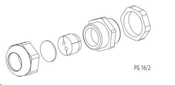 Kabelová průchodka (PG16/4), pro vyvedení 4 ks patchcordů d=3mm