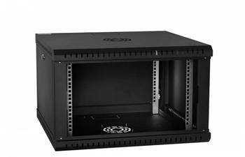 RACK LanTechnic, 19", 6U, 600x600mm, prosklené dveře, nástěnný, jednodílný, černá