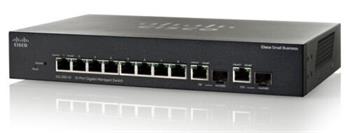 Repasované: Cisco SG300-10, 8x Gigabit + 2x SFP Switch